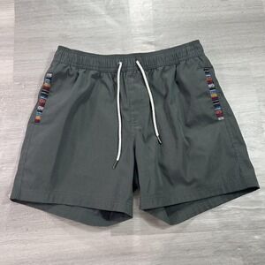 Wowie Shorts Mens Medium Gray Quick Dry Elastic Waist Southwestern Trim Casual